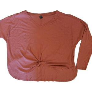 Wild Fable Women's Sweater Knotted Top Pink Coral 2X